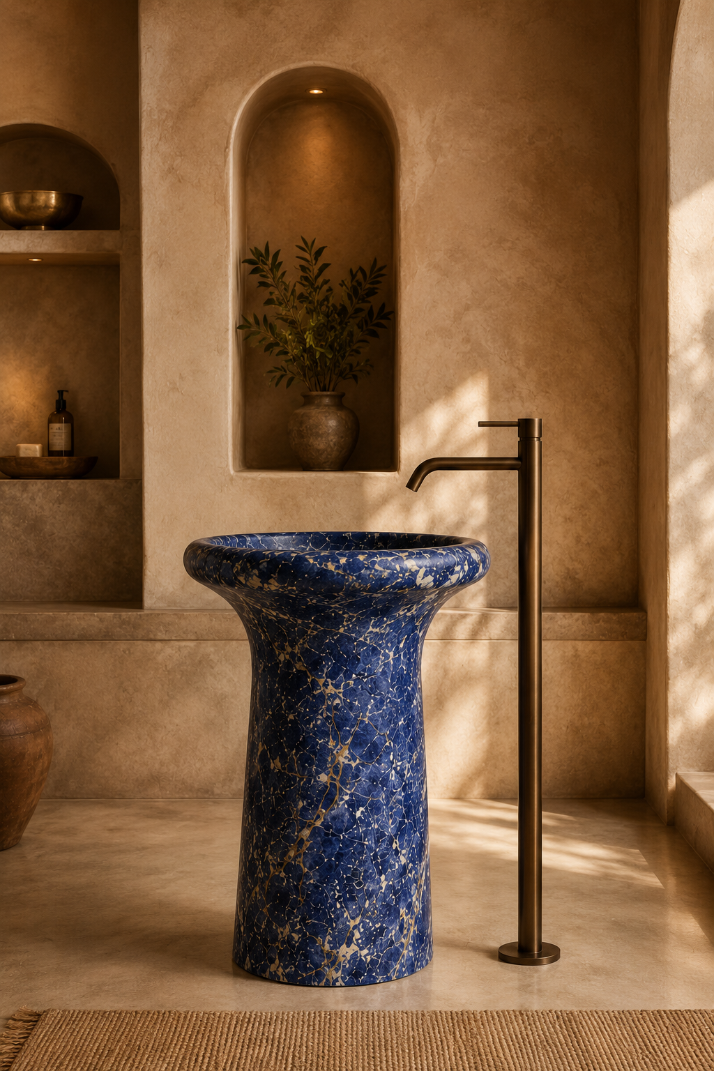 Bolivian Blue Marble Pedestal Basin 