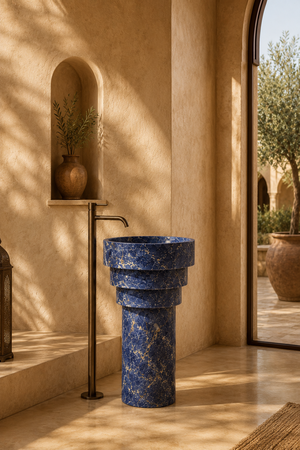 Bolivian Blue Pedestal sink Marble
