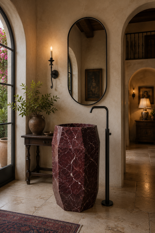 Rosso Levanto Marble Pedestal, product view 1