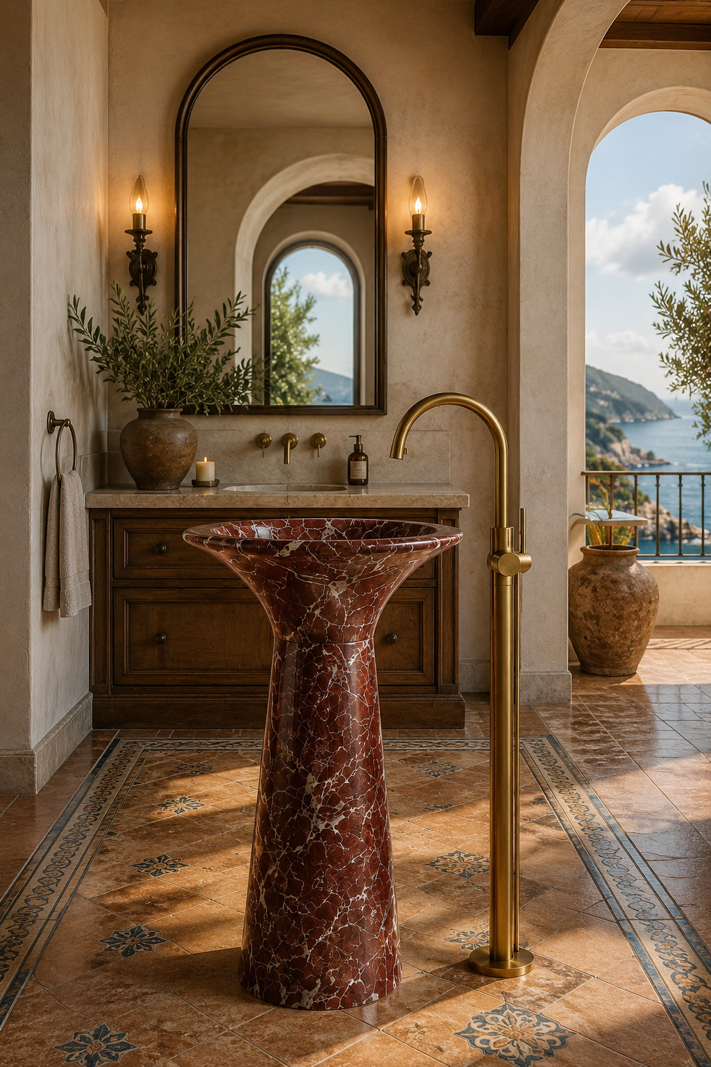 Rosso Levanto Marle Pedestal | Bespoke Design Basin
