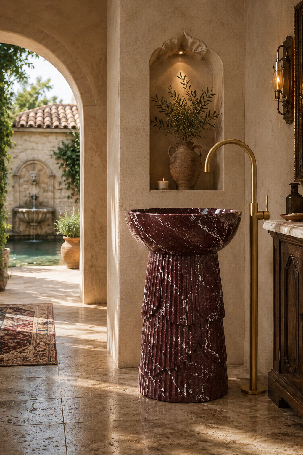 Rosso Levanto freestanding basin 