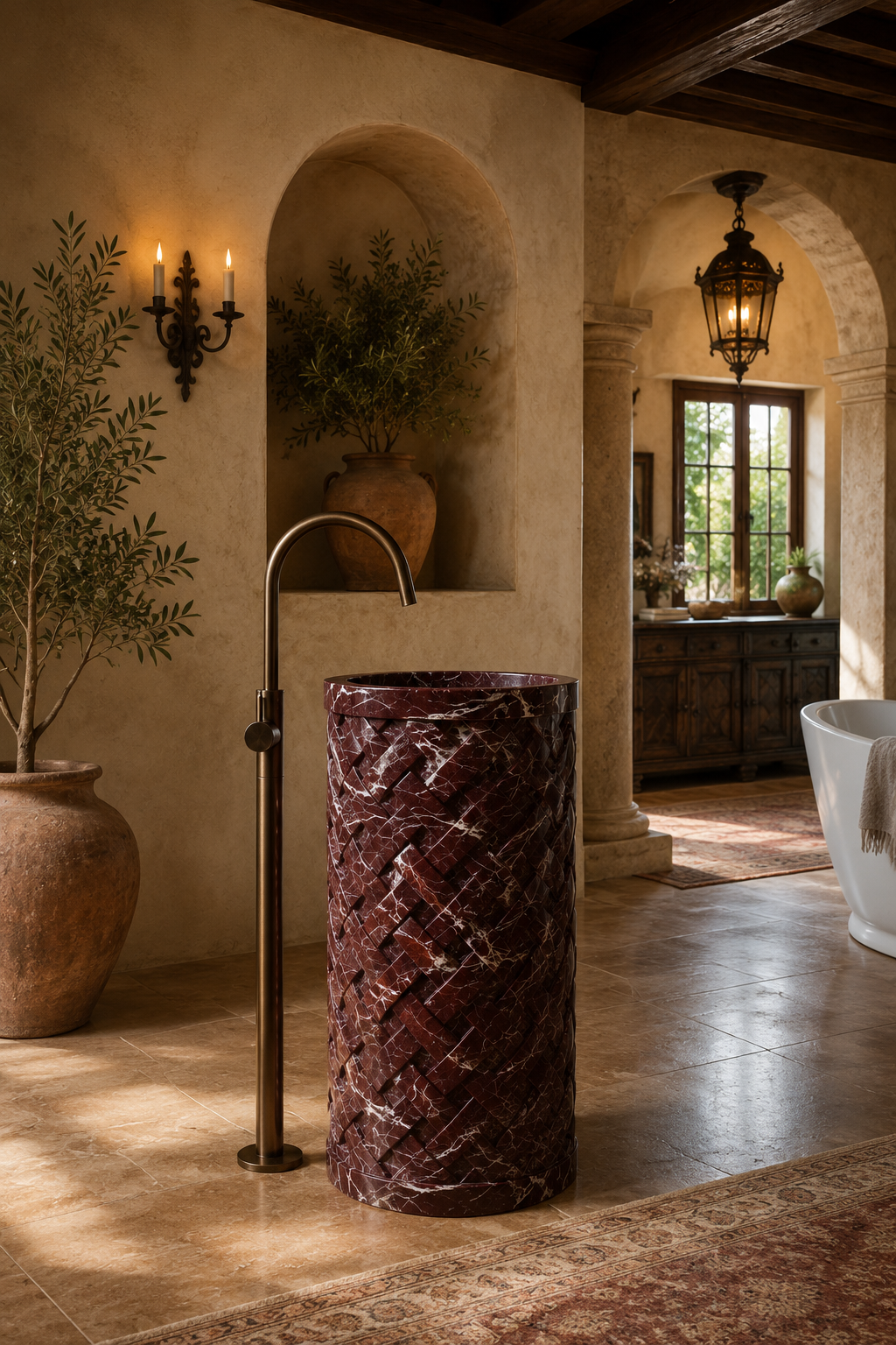 Marble pedestal Rosso Levanto 