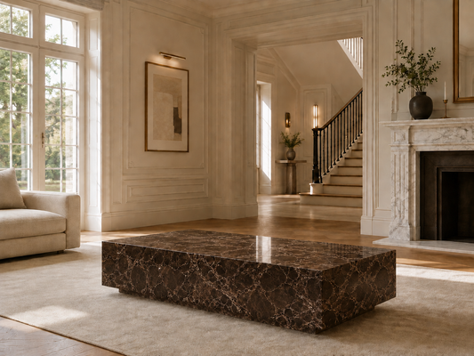 Palazzo Collection natural stone coffee table in Dark Emperador – product view 2
