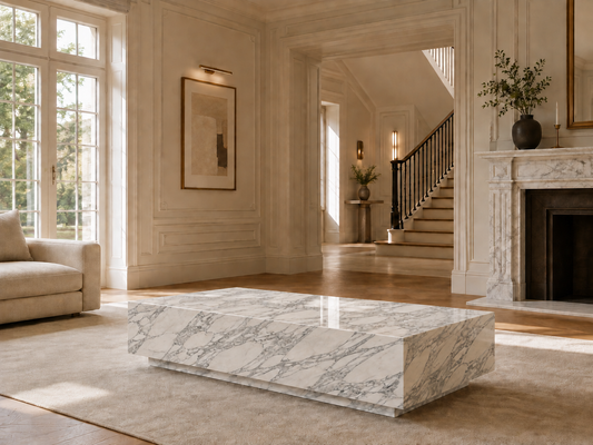 Palazzo Collection natural stone coffee table in Arabescato Corchia – product view 14