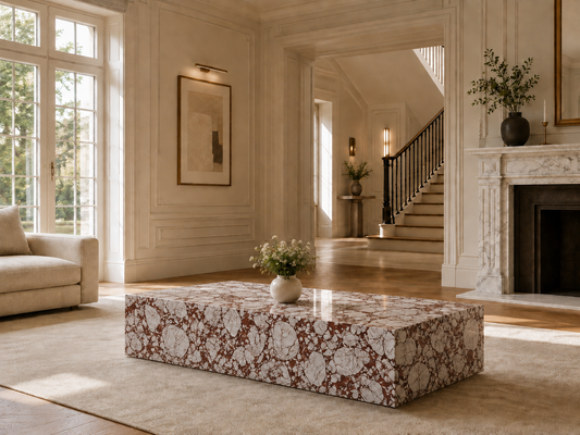 Palazzo Collection natural stone coffee table in Bulgari Red – product view 8