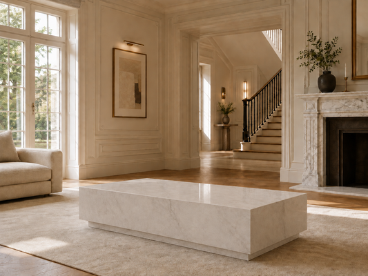 Palazzo Collection natural stone coffee table in Crema Marfil – product view 11