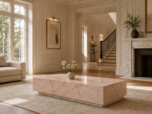 Palazzo Collection natural stone coffee table in Rose Cream – product view 9