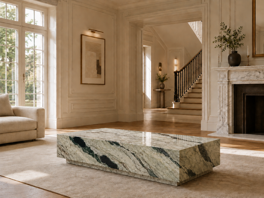 Palazzo Collection natural stone coffee table in Shangri La Green – product view 1