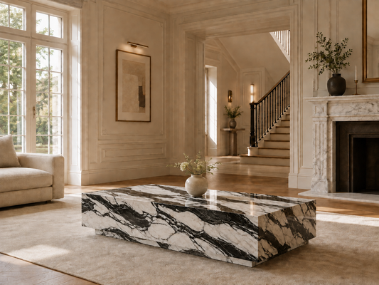 Palazzo Collection natural stone coffee table in Panda White – product view 13