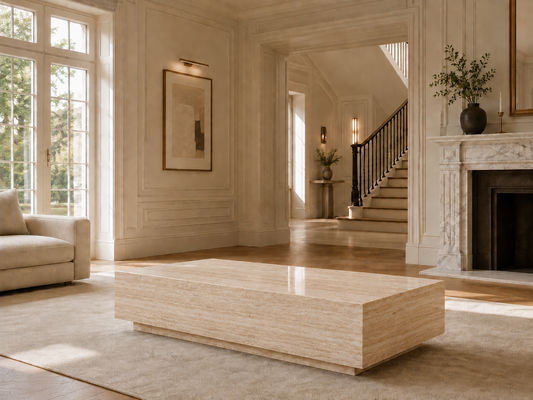 Palazzo Collection natural stone coffee table in Beige Travertine – product view 5