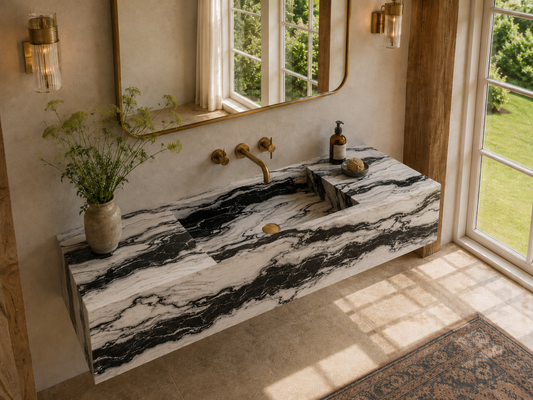 Valenza Collection Luxury Single Stone Basins – Panda White, product view 15
