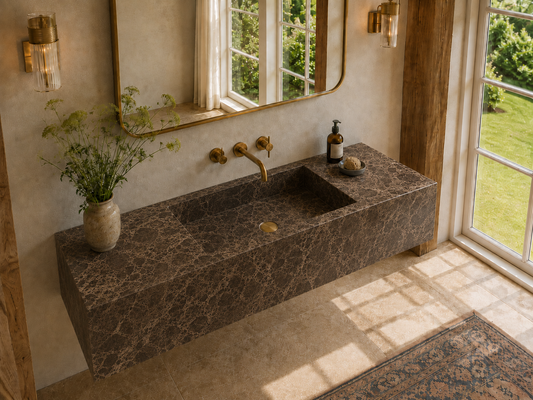 Valenza Collection Luxury Single Stone Basins – Dark Emperador, product view 4
