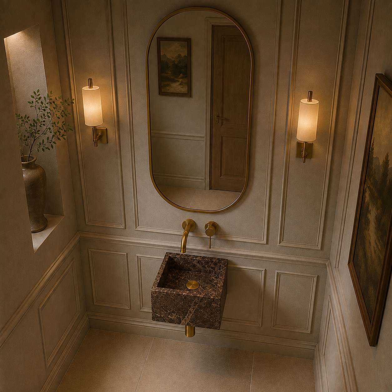 Dark Emperador wall mounted basin 