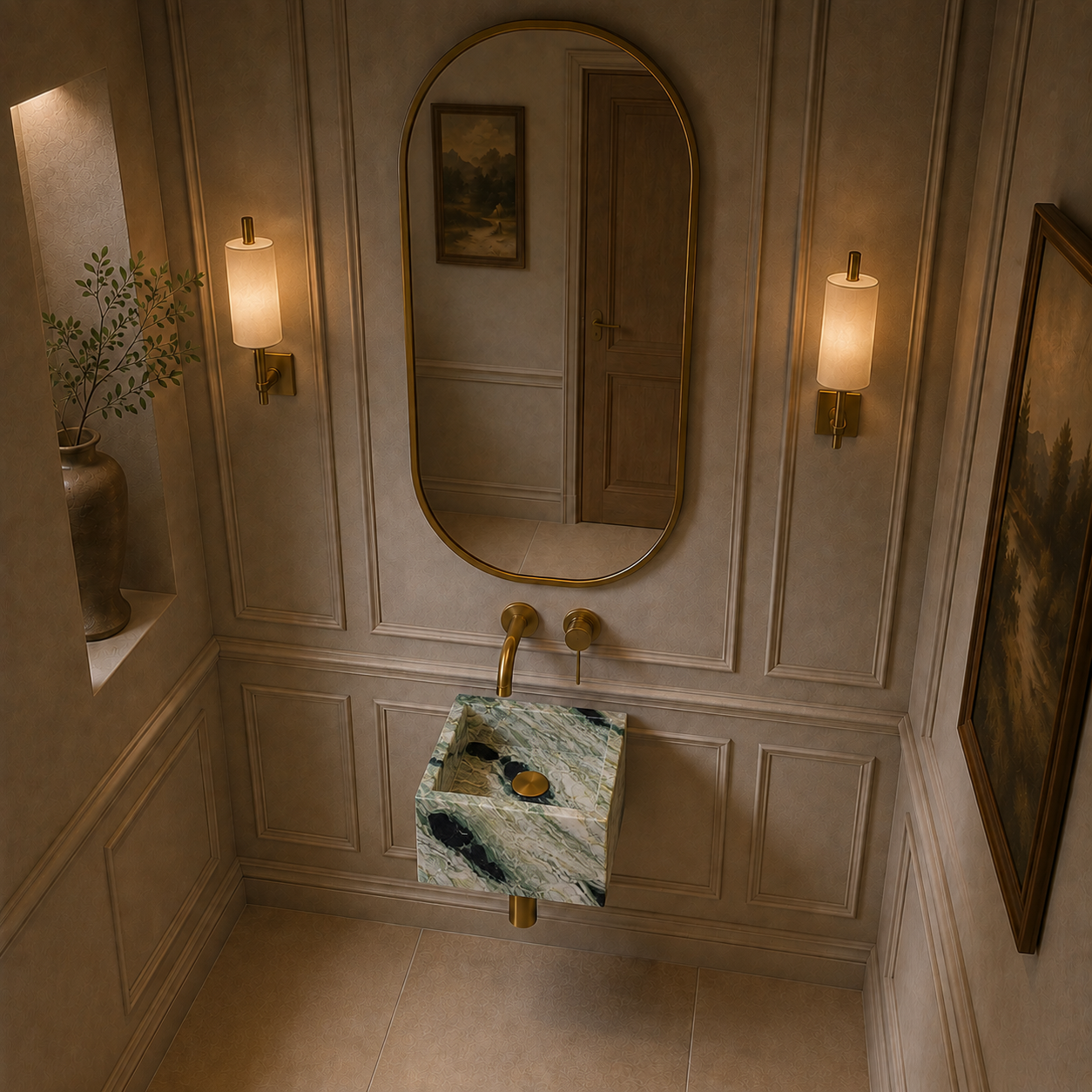 Shangri La Green wall mounted basin 