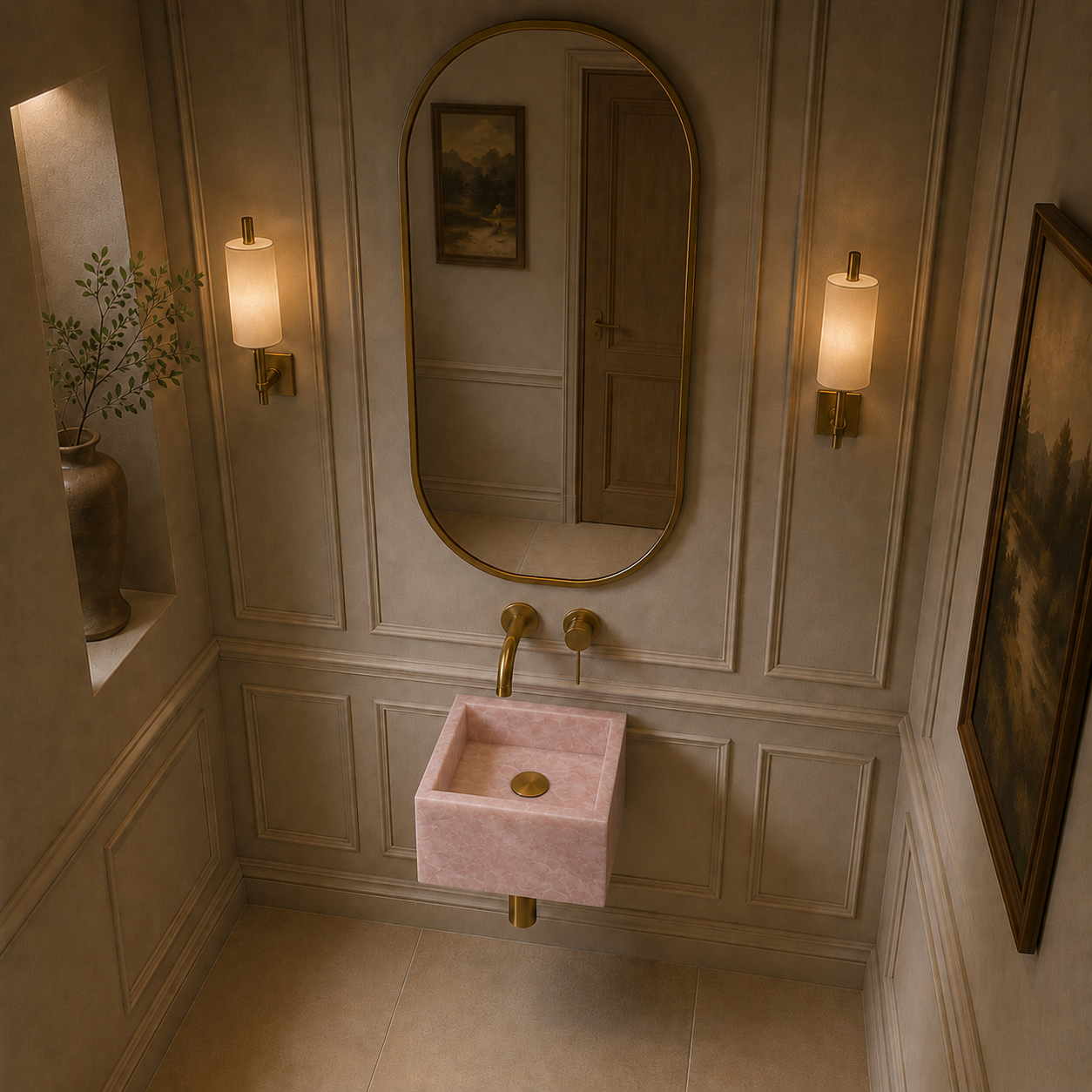 Rose cream wall mounted basin 