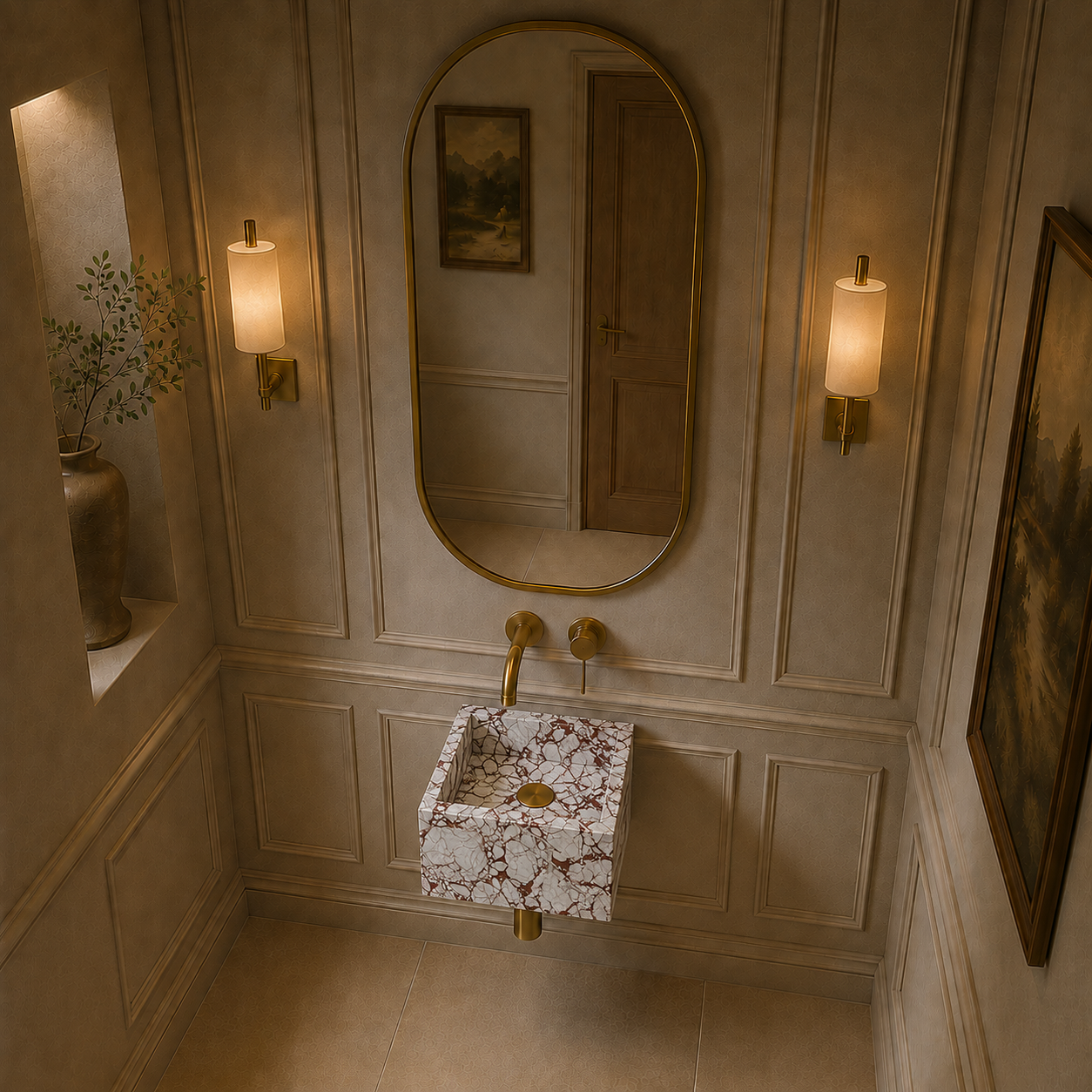 Bulgari Red marble wall mounted basin 