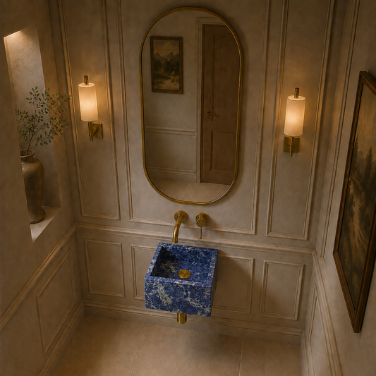Piccolo Collection Luxury Mini Stone Basins – Bolivian Blue, product view 5