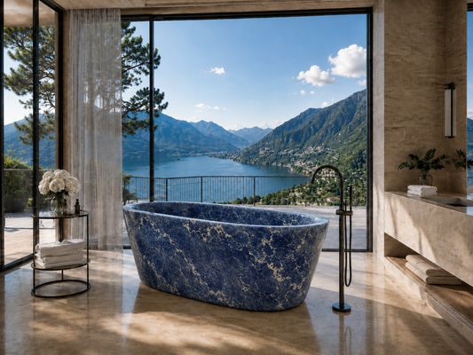 The Beaumont Collection | Luxury Freestanding Marble Bathtub – Bolivian Blue