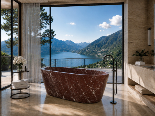 The Beaumont Collection | Luxury Freestanding Marble Bathtub – Rosso Levanto