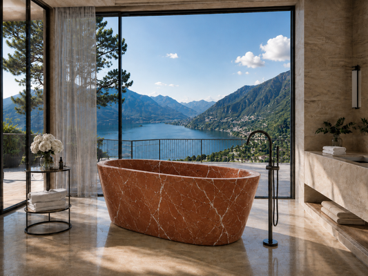 The Beaumont Collection | Luxury Freestanding Marble Bathtub – Rosa Alicante