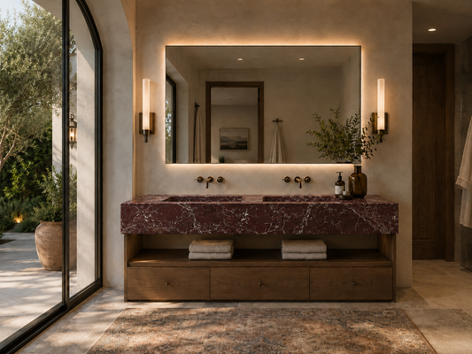Grande Aurelia Collection Luxury Stone Wash Basin – Rosso Levanto, product view 11