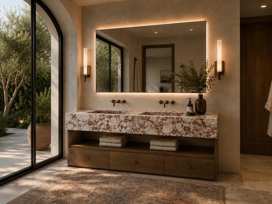 Grande Aurelia Collection Luxury Stone Wash Basin – Bulgari Red, product view 12