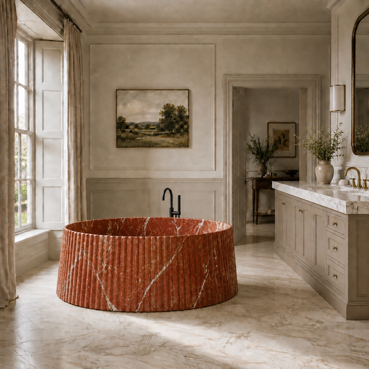 The Manor House Collection | Luxury Freestanding Marble Bathtub – Rosso Levanto
