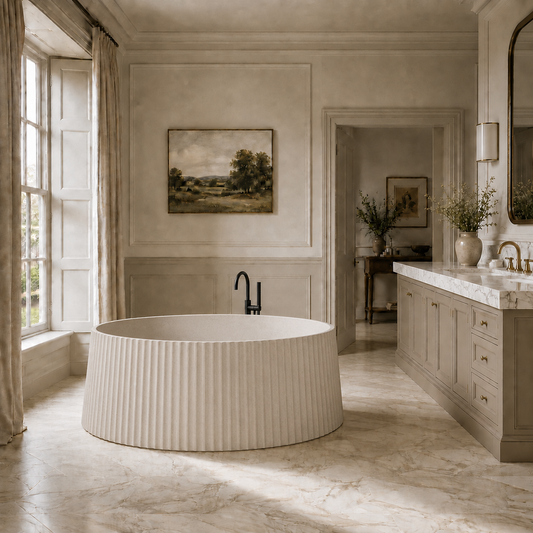 The Manor House Collection | Luxury Freestanding Marble Bathtub – Panda White