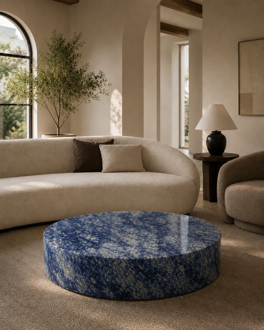 Cavallo Collection Luxury Marble Coffee Table – Bolivian Blue, product view 4