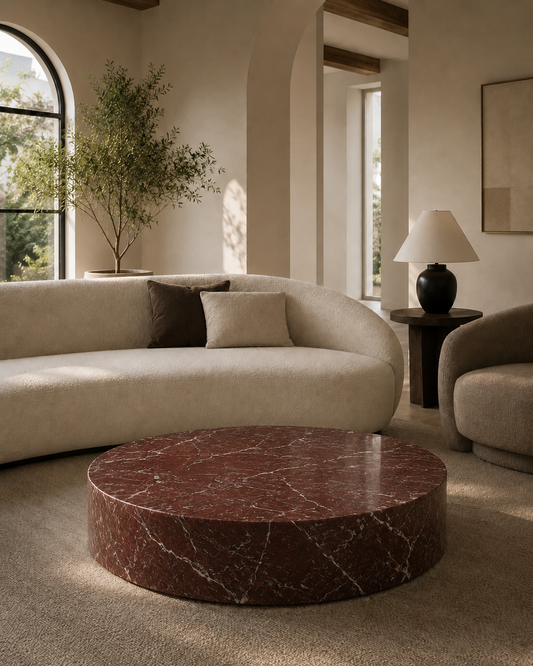 Cavallo Collection Luxury Marble Coffee Table – Rosso Levanto, product view 8