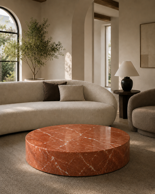 Cavallo Collection Luxury Marble Coffee Table – Rosa Alicante, product view 7