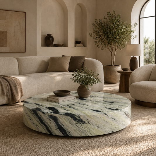 Cavallo Collection Luxury Marble Coffee Table – Shangri La Green, product view 2