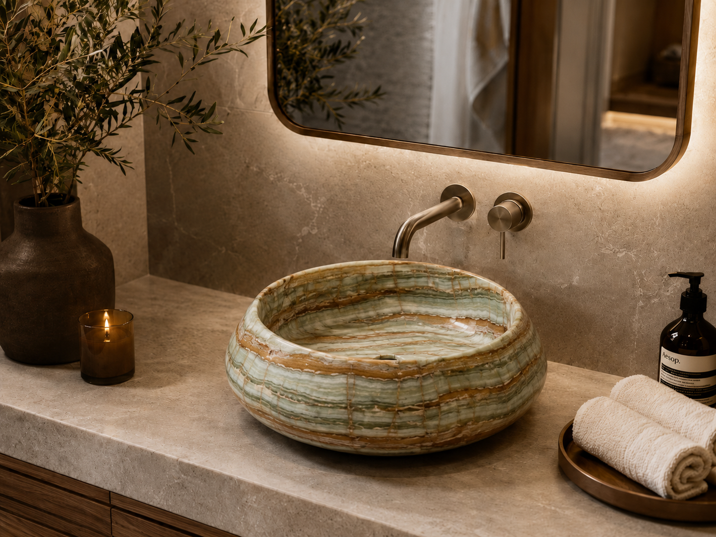 Carrara Collection | Luxury Counter-Top Marble Bowl Sink