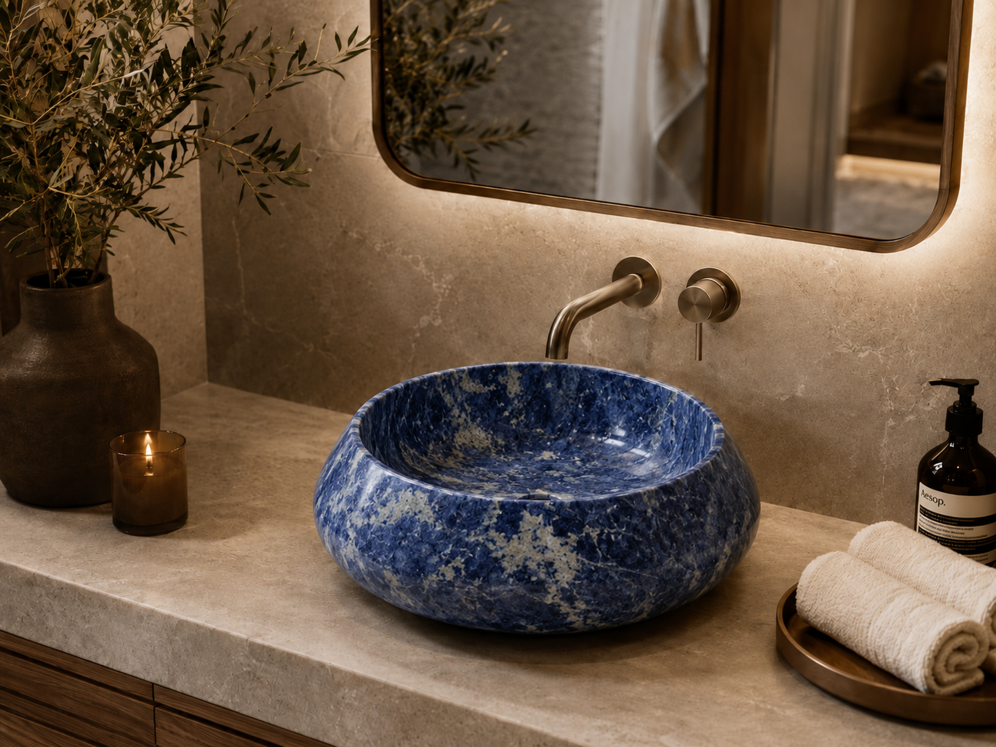 Carrara Collection | Luxury Counter-Top Marble Bowl Sink