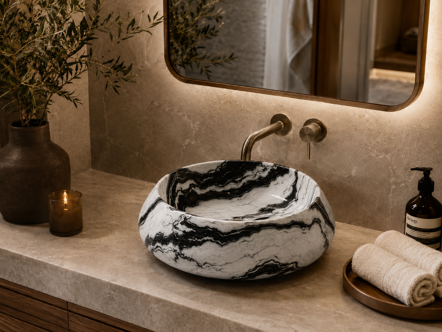 Carrara Collection | Luxury Counter-Top Marble Bowl Sink