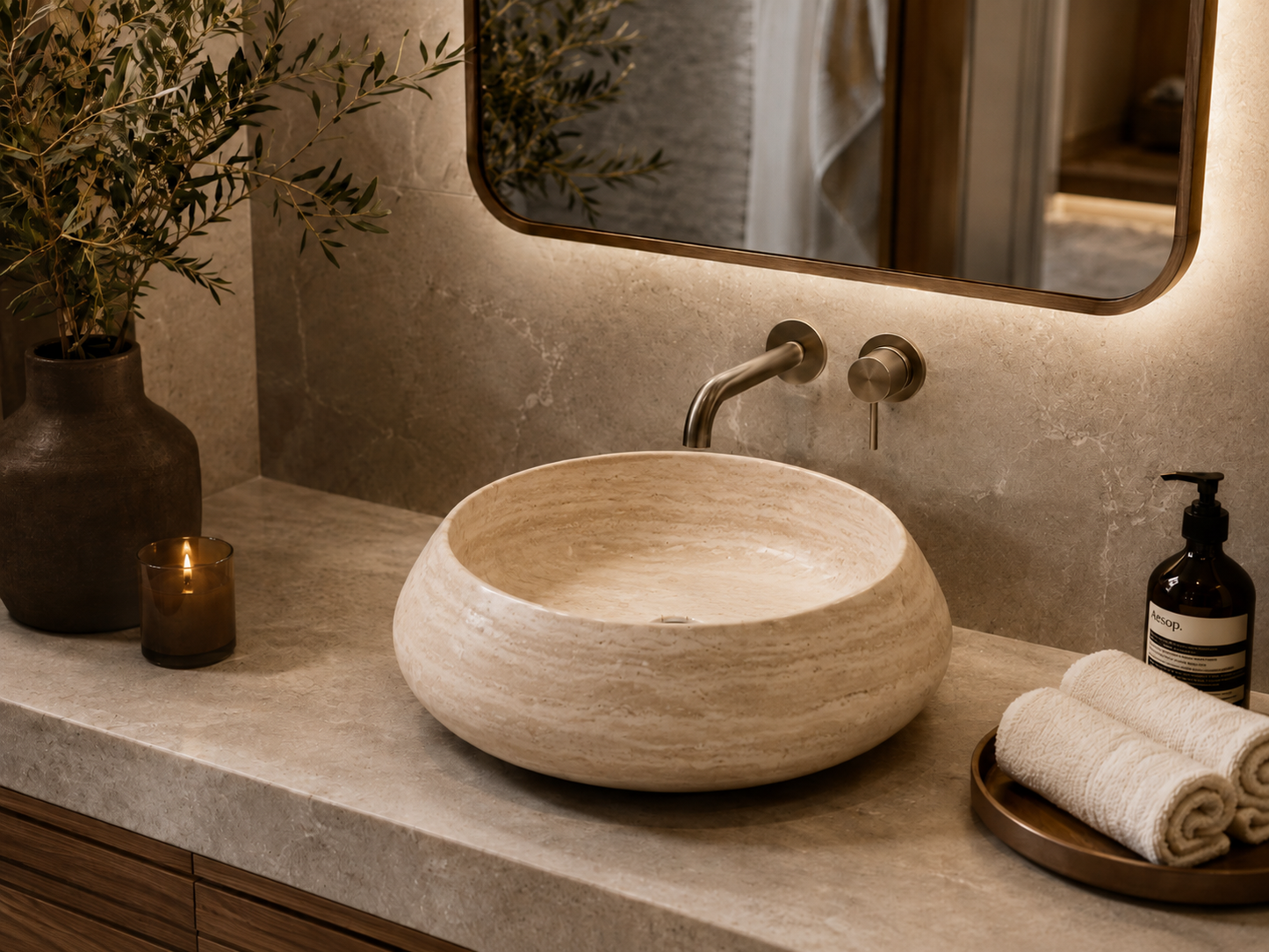 Carrara Collection | Luxury Counter-Top Marble Bowl Sink