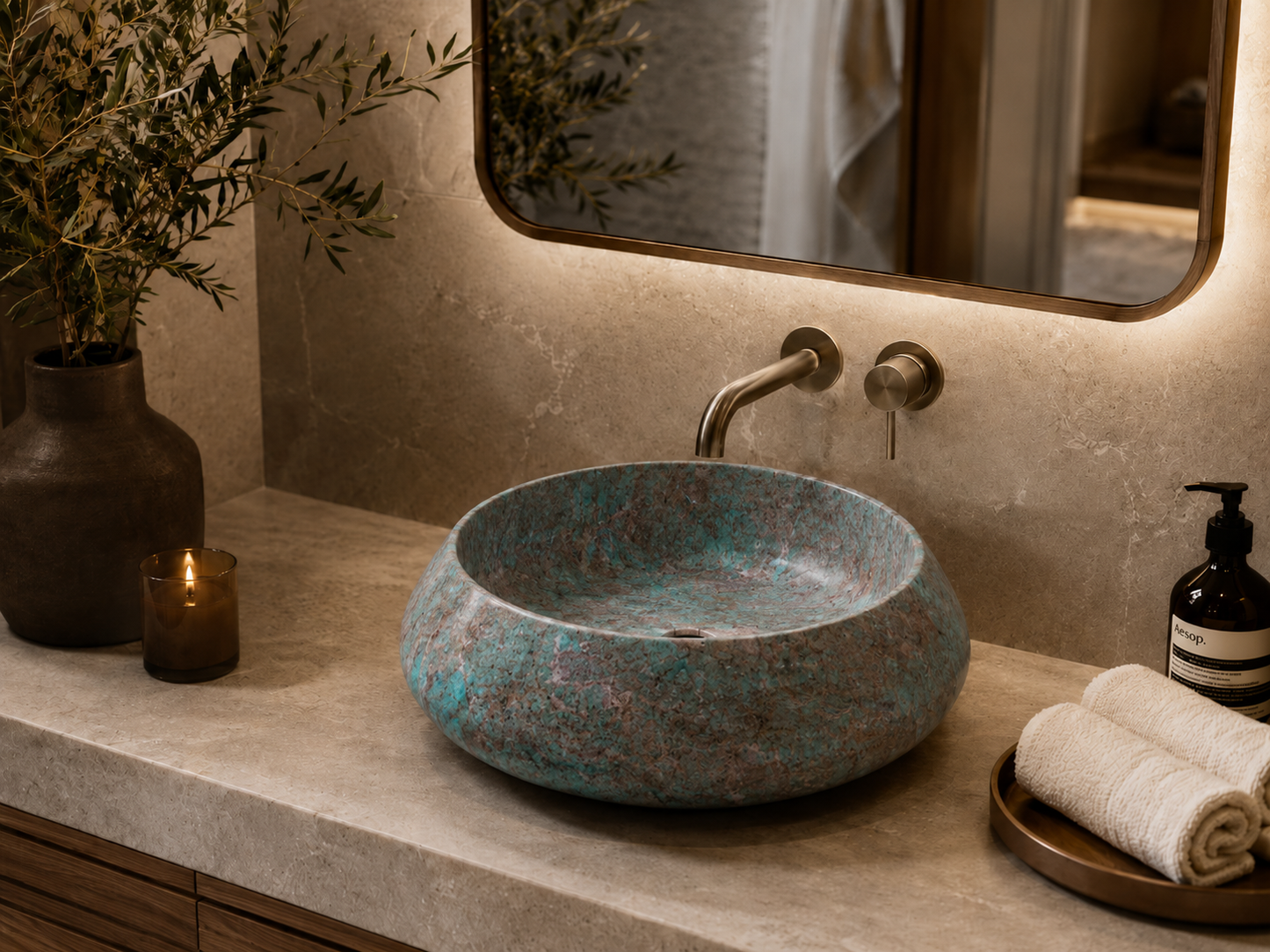 Carrara Collection | Luxury Counter-Top Marble Bowl Sink