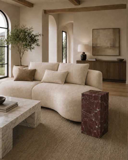 Monolith Collection Luxury Marble Side Table – Rosso Levanto, product view 7