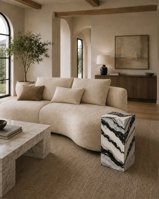 Monolith Collection Luxury Marble Side Table – Panda White, product view 13