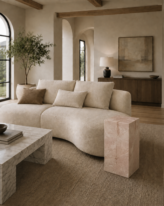 Monolith Collection Luxury Marble Side Table – Rose Cream, product view 9