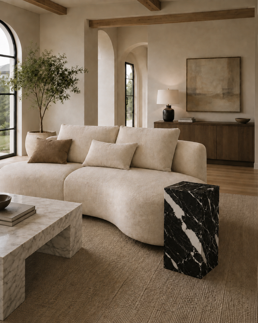 Monolith Collection Luxury Marble Side Table – Nero Marquina, product view 12