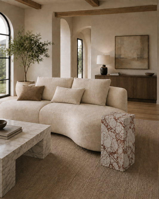 Monolith Collection Luxury Marble Side Table – Bulgari Red, product view 8