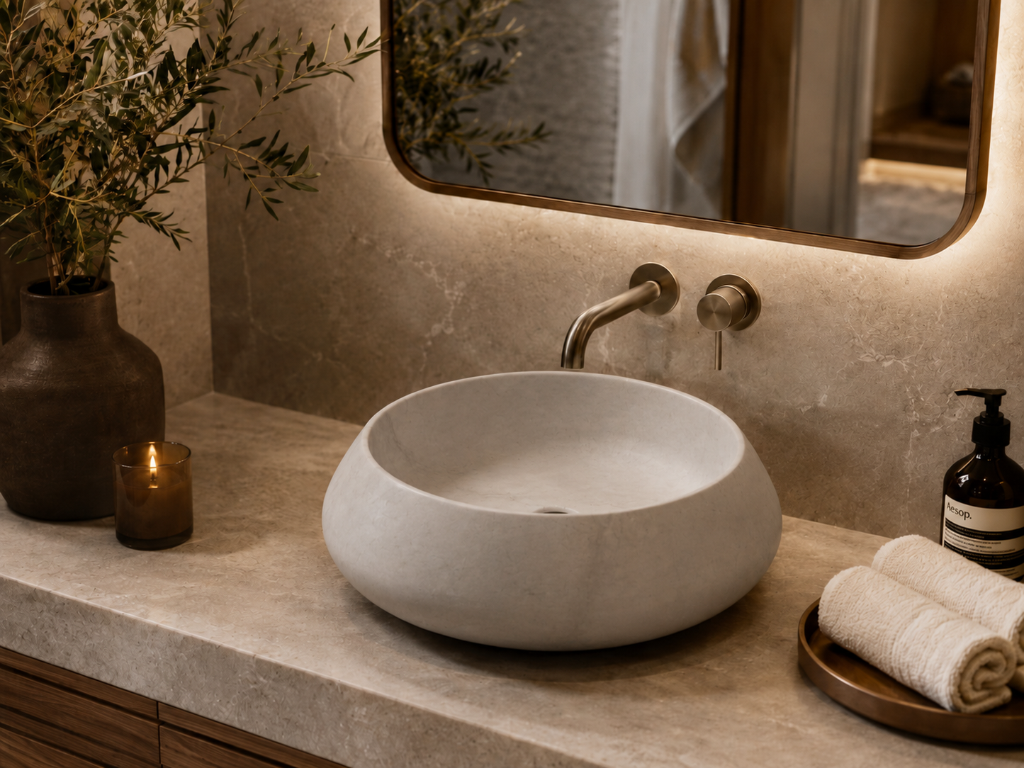 Carrara Collection | Luxury Counter-Top Marble Bowl Sink