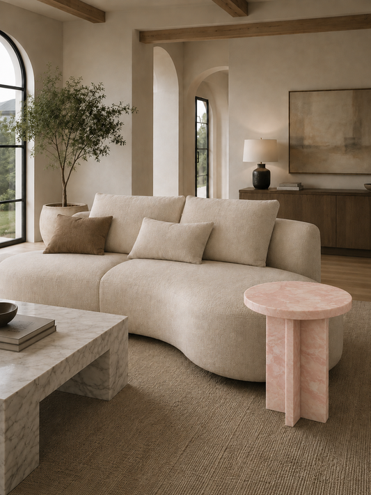Arco Collection Luxury Marble Side Table – Rose Cream, product view 8