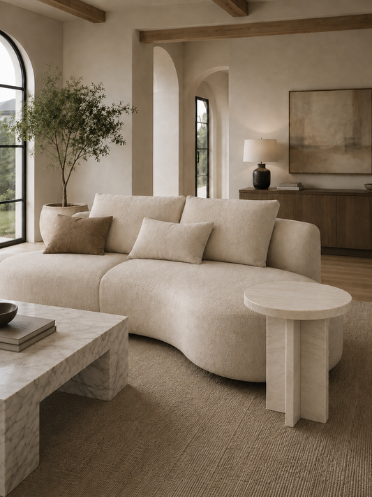 Arco Collection Luxury Marble Side Table – Crema Marfil, product view 9