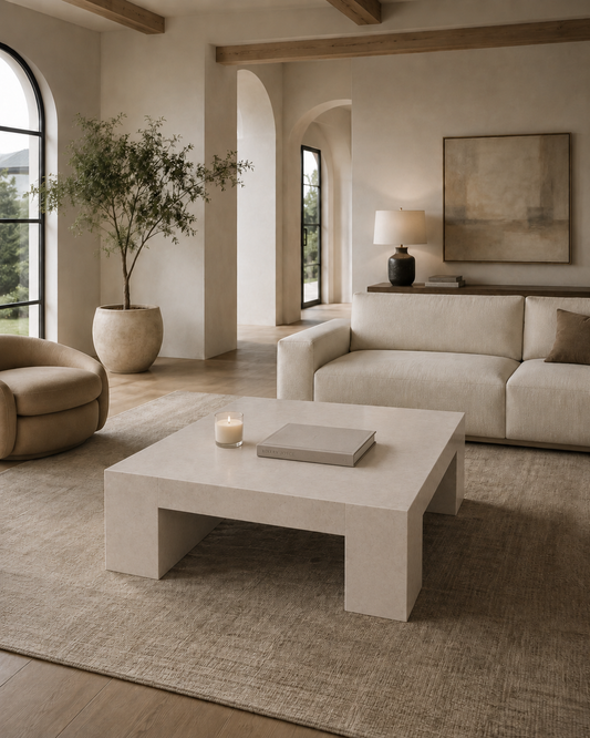 Belvedere Collection Luxury Marble & Stone Coffee Table – Crema Marfil, product view 11