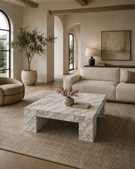 Belvedere Collection Luxury Marble & Stone Coffee Table – Arabescato Cerchia, product view 13