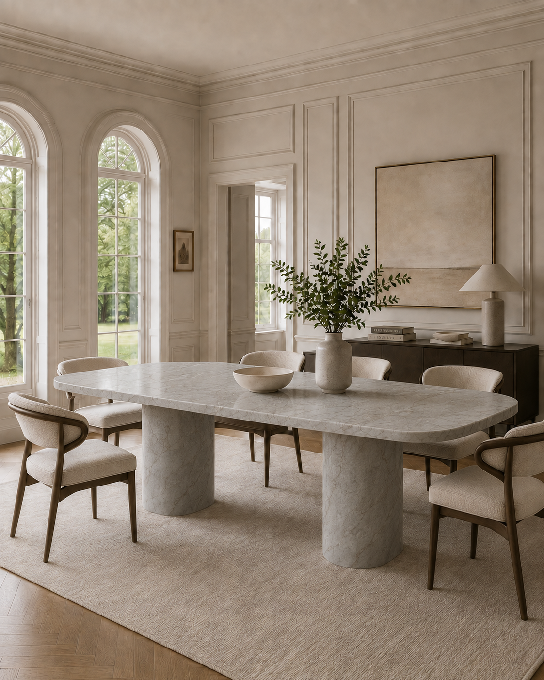 Saint-Tropez Collection Luxury Stone Dining Table – Taj Mahal, product view 1