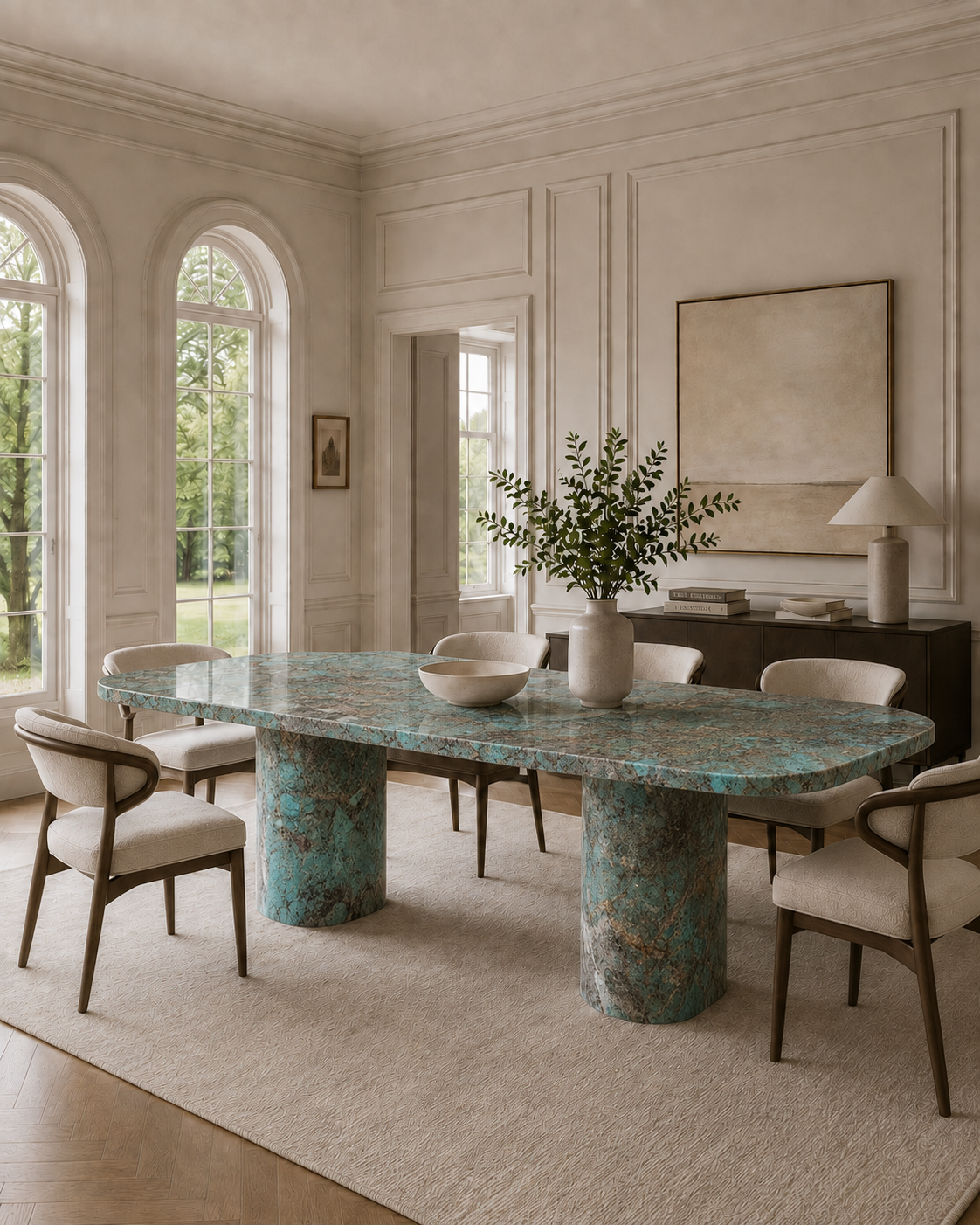 Saint-Tropez Collection Luxury Marble Dining Table – Amazon Green, product view 5
