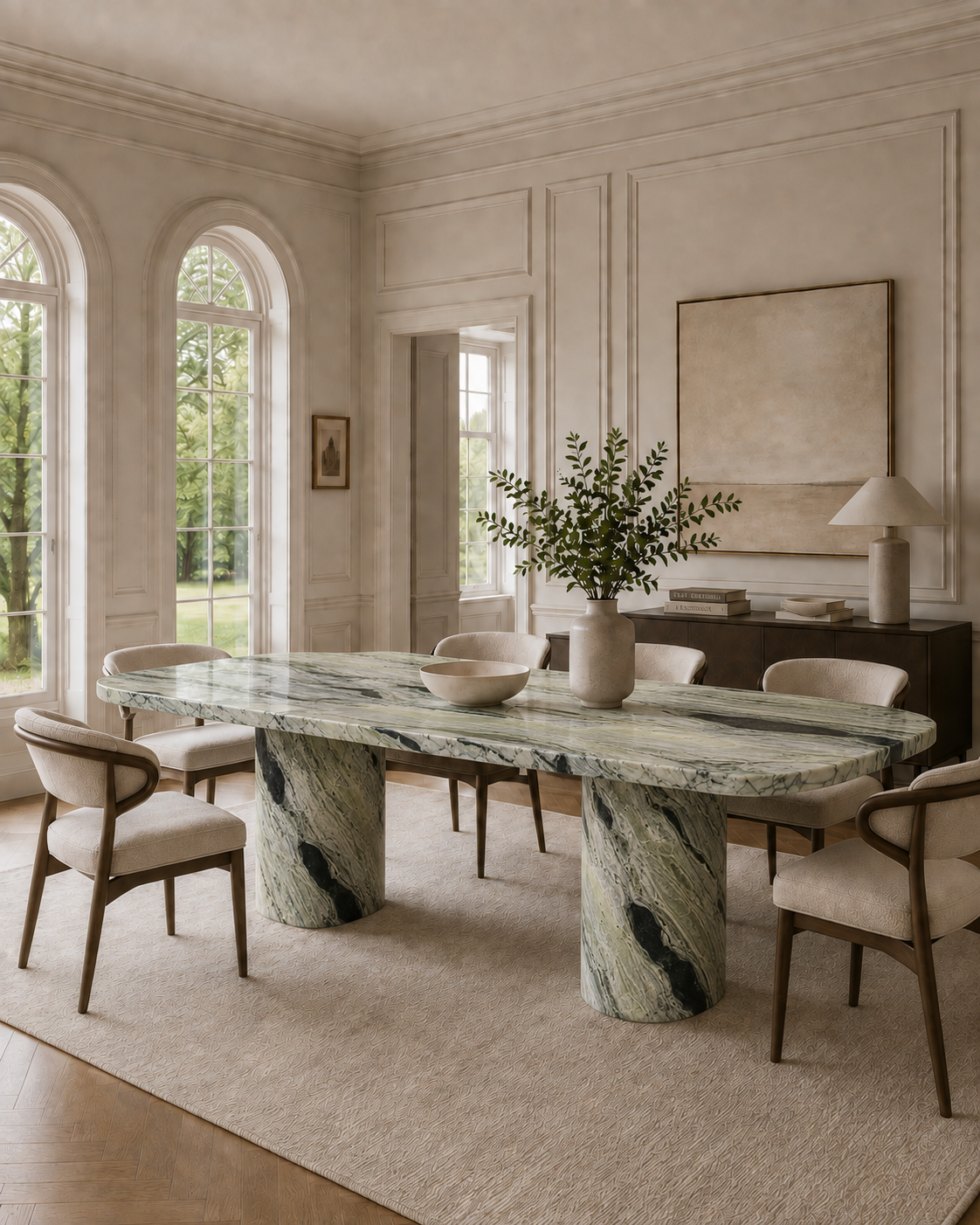 Saint-Tropez Collection Luxury Marble Dining Table – Shangri La Green, product view 8
